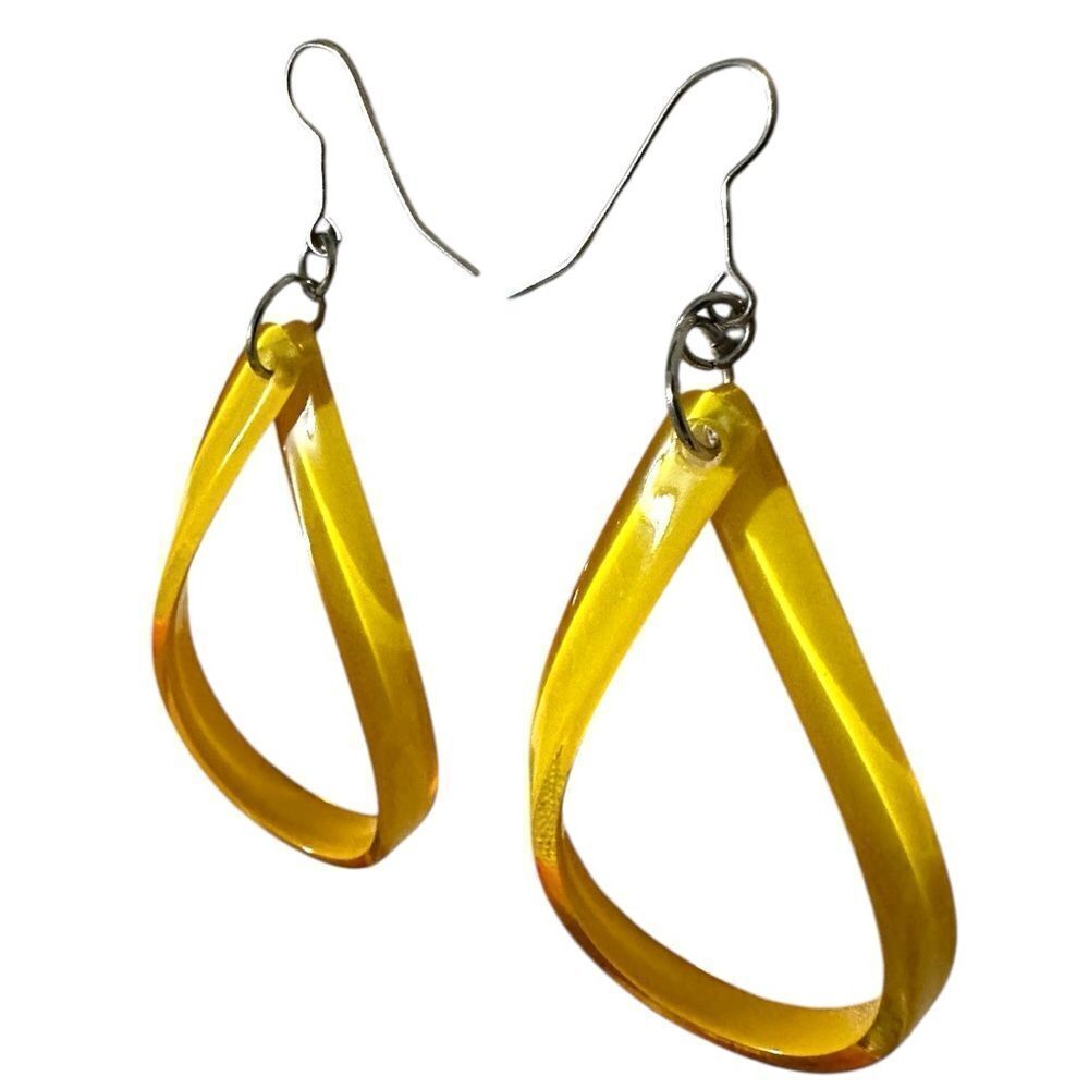 Bold Yellow Loop Drop Earrings – Lightweight & Unique